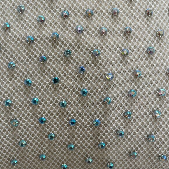 Small Rhinestone Embellished Sheer Mesh Top Party Glam Clubbing Festival Evening - Picture 6 of 8